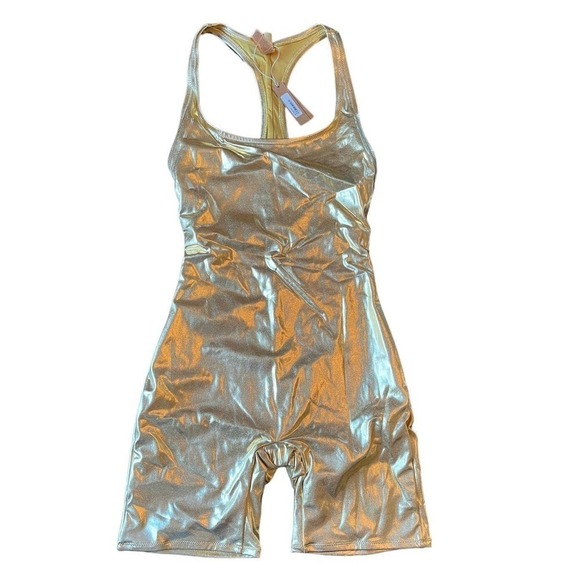 Skims XS Metallic One Piece Suit Gold NWT Swim Cycle Festival MSRP $128 - Picture 1 of 5